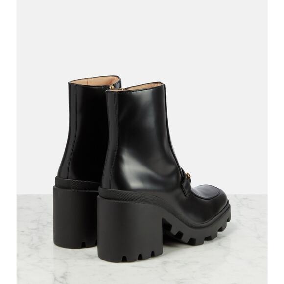 Gucci Horsebit Bootie 38/ US 8 Black Leather Platform Ankle Boots NIB $1,590 - Picture 6 of 16